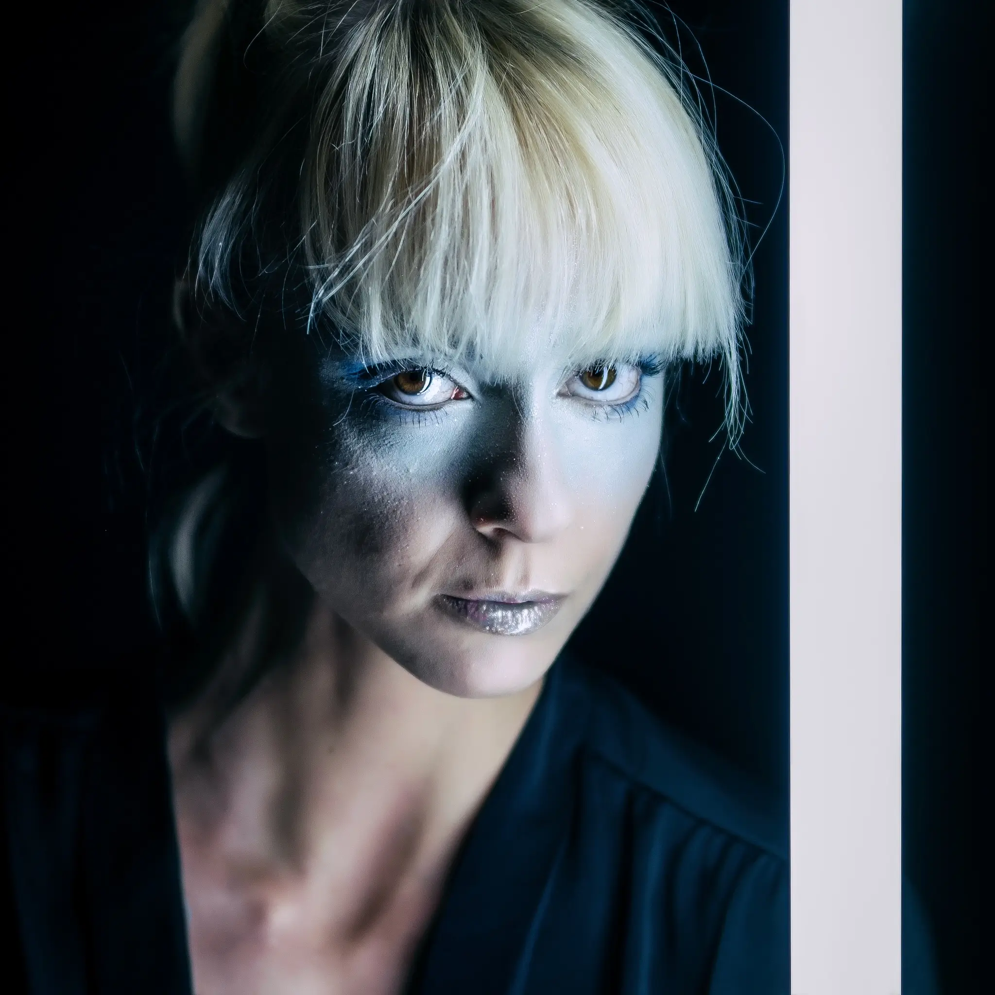 Portrait of model in a futuristic makeup