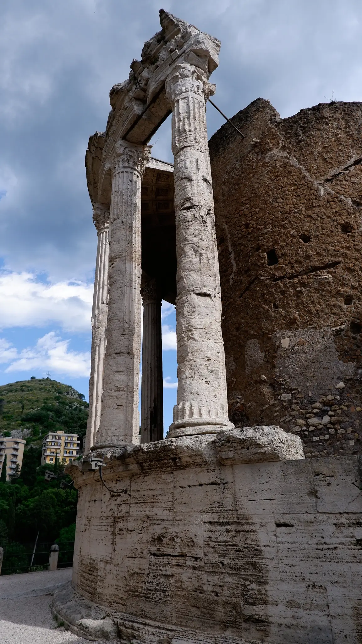 Stone columns at Villa Gregoriana, Italy