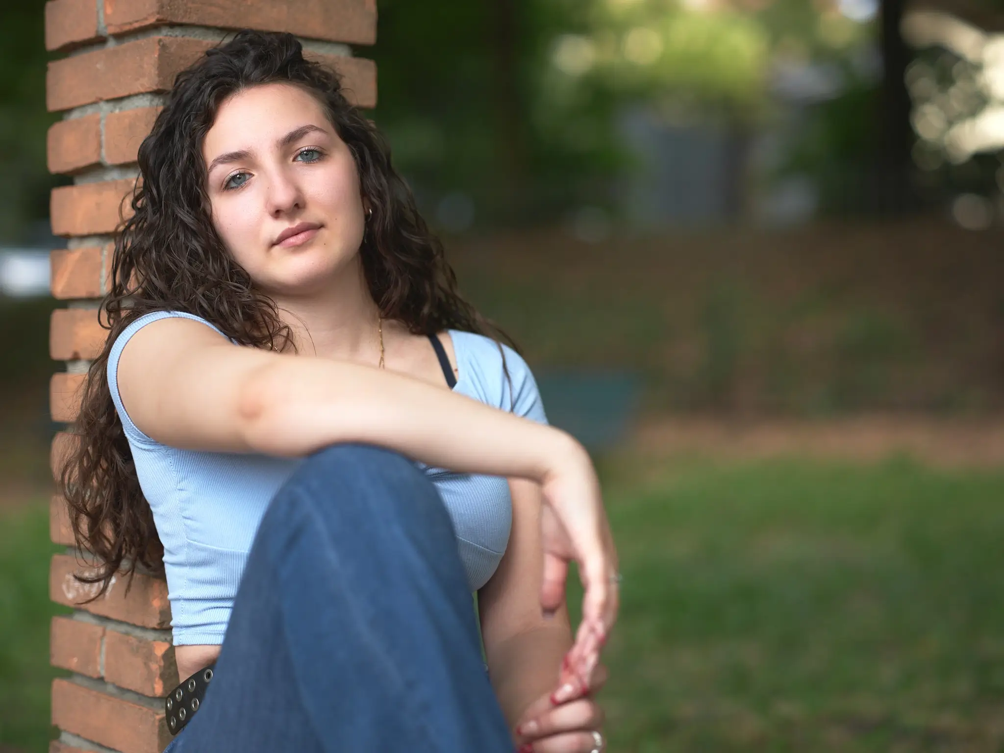 Desiré looking relaxed in camera from our session at the city park